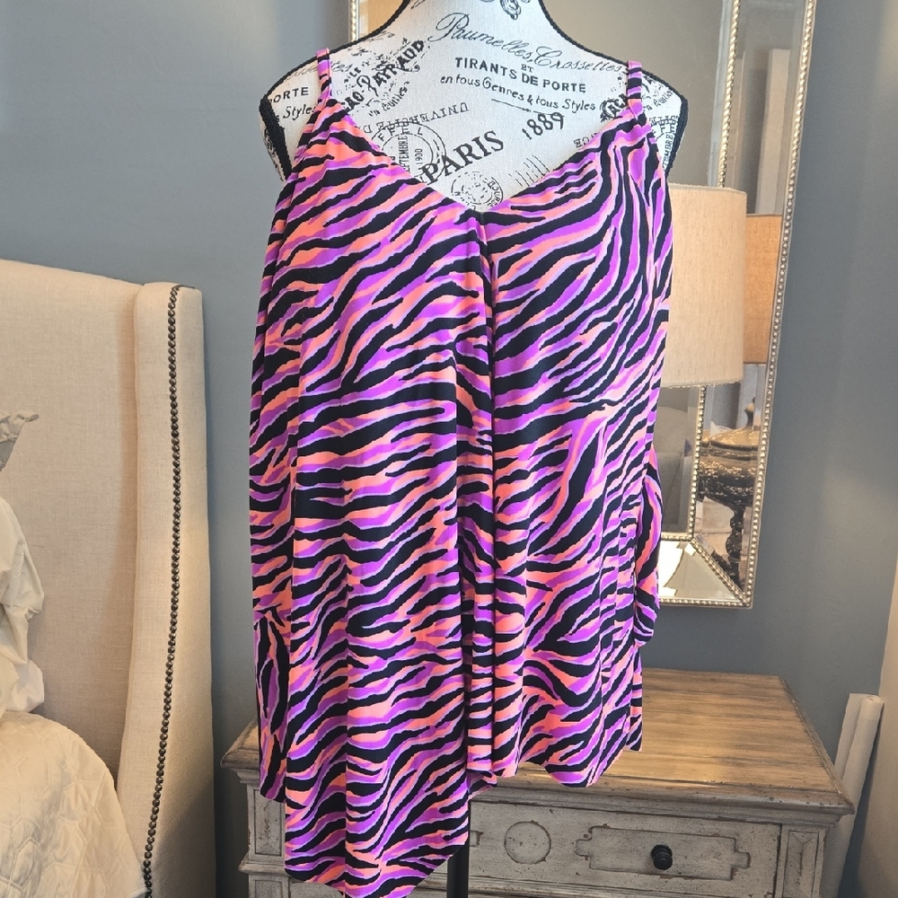 Magicsuit Pink and Purple Zebra Print Tank Top. Best Brand